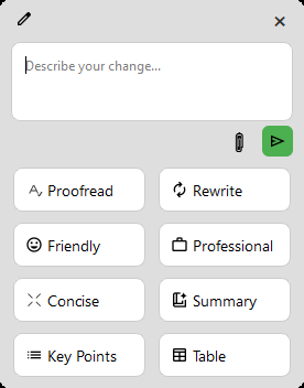 The AI Shortcuts command popup opened with Ctrl+Space